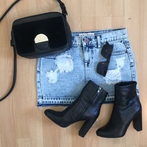 Bullhead Distressed Denim Mini Skirt NWT